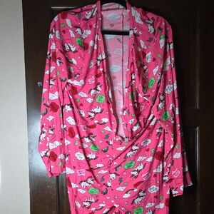 Pink Cartoon Print Robe